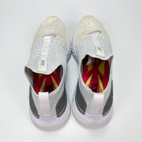 Nike Phantom Run Flyknit 2 True White Silver Slip-On Shoes Women's Size 6 - Picture 7 of 10
